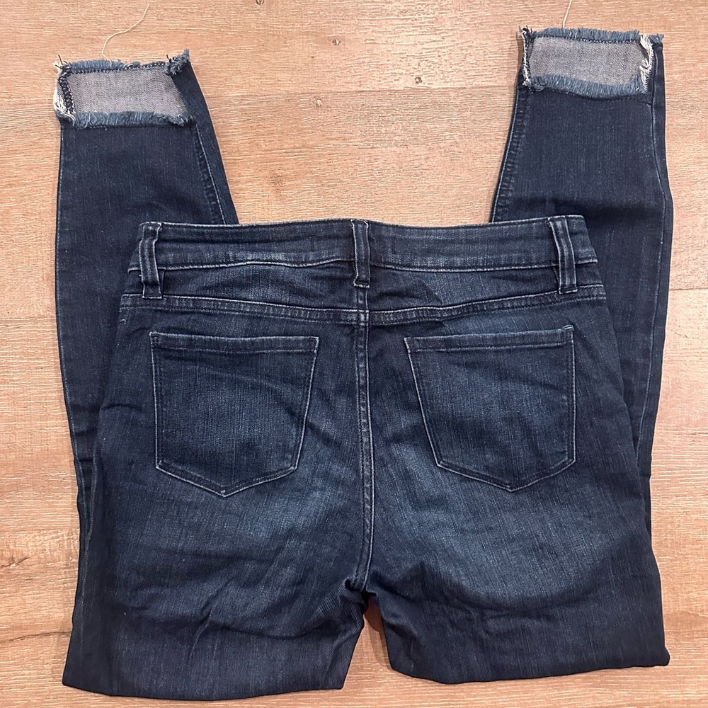 Eunina 28 Distressed Jeans Low Rise Ankle Cutoff Nordstroms Dark RARE Skinny Hem